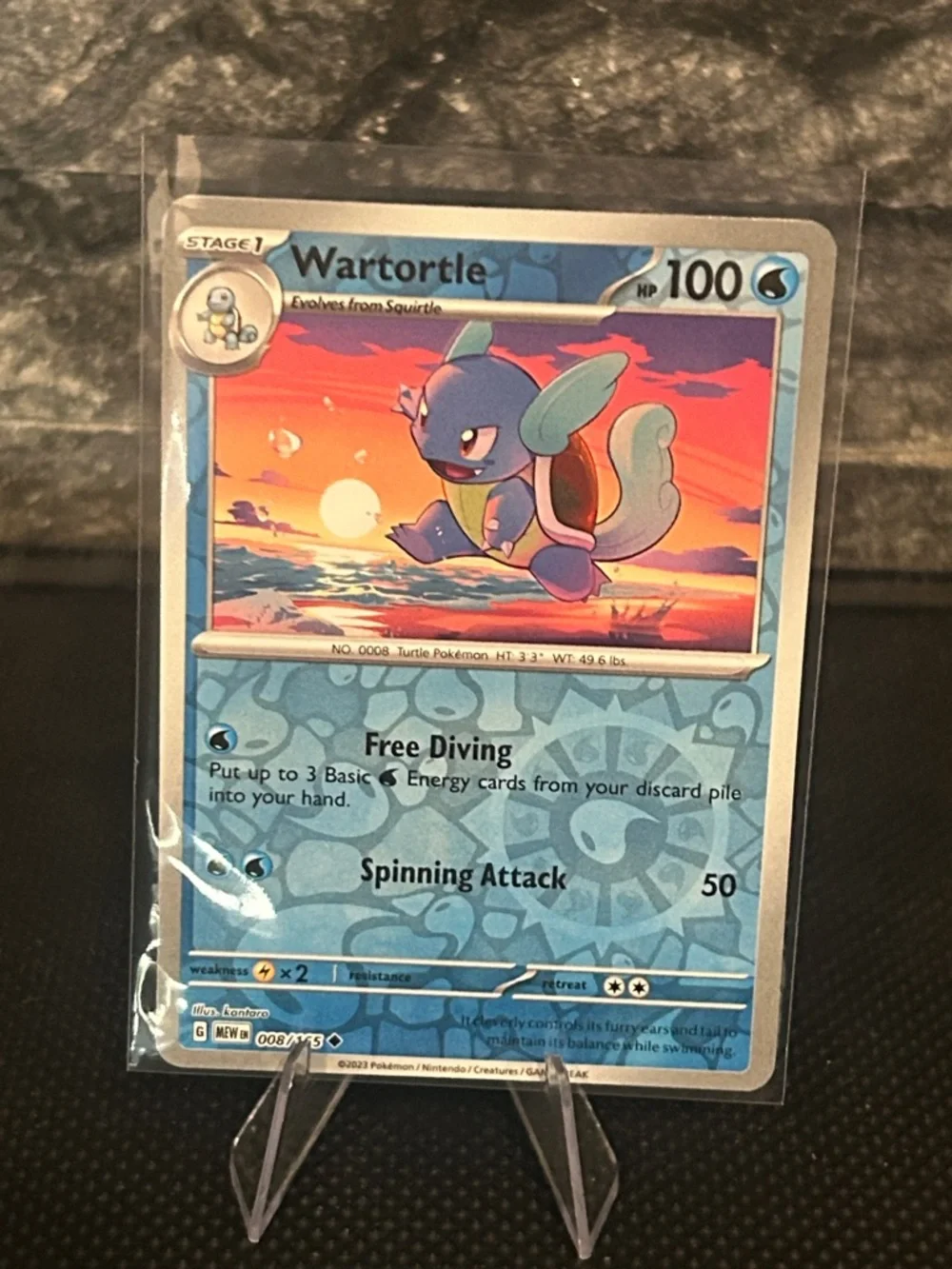 Pokemon Wartortle Reverse Holo 008/165 from the Scarlet & Violet 151 Set M/NM